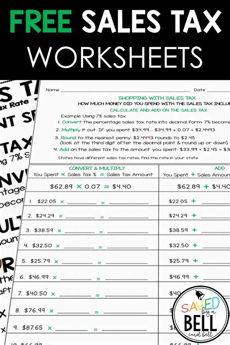 10 Sales Tax Worksheet Worksheets Decoomo