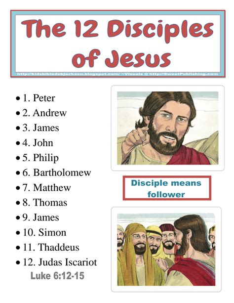 12 Apostles Activity Sheets Sixteenth Streets