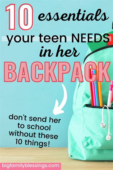 12 Backpack Essentials For Teen Girls Big Family Blessings