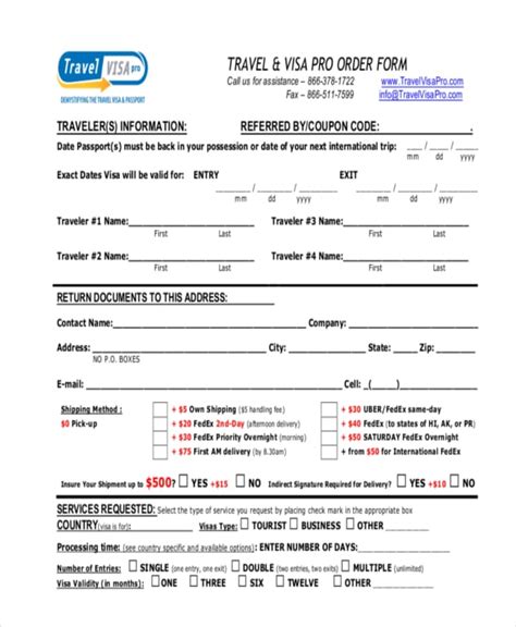 12 Travel Order Forms Free Samples Examples Format Download Free Amp Premium Templates