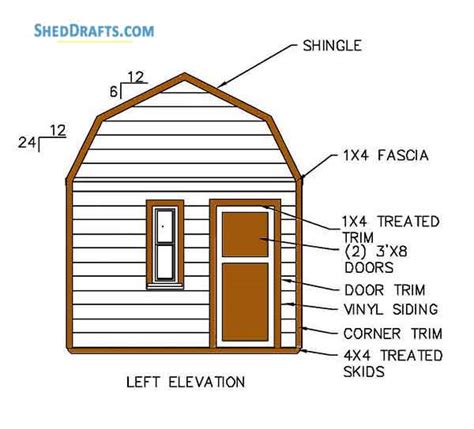 12X16 Shed Floor Plans Blueprint Gambrel Shed Plan