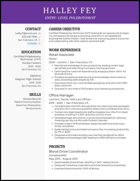 19 Phlebotomist Resume Examples Amp Templates