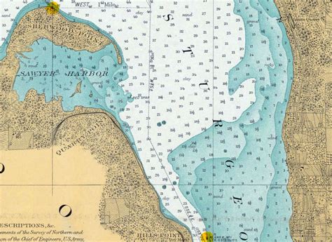 1908 Nautical Map Of Sturgeon Bay Lake Michigan Etsy