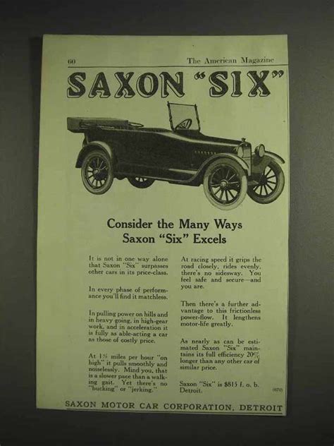 1917 Saxon Six Car Ad Consider The Ways Excels