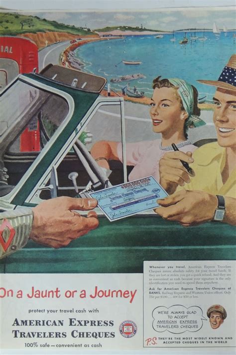 1950 American Express Travelers Cheques Vintage Magazine Ad Etsy