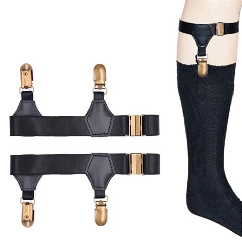 1Pair Man Amp 39 S Stockings Stays Garters Antique Clips Socks Straps With Non Slip Locking Clamps