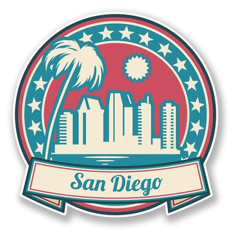 2 X 10Cm San Diego Usa America Sticker Car Laptop Travel Luggage Flag Tag 6745 San Diego Usa