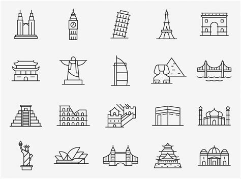 20 Landmark Vector Icons Ai