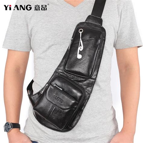 2021 New Genuine Leather Chest Packs For Men Casual Messenger