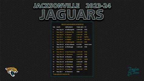 2023 2024 Jacksonville Jaguars Wallpaper Schedule