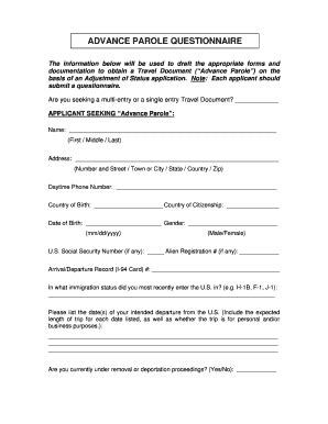 24 Printable Advance Parole Document Forms And Templates Fillable Samples In Pdf Word To