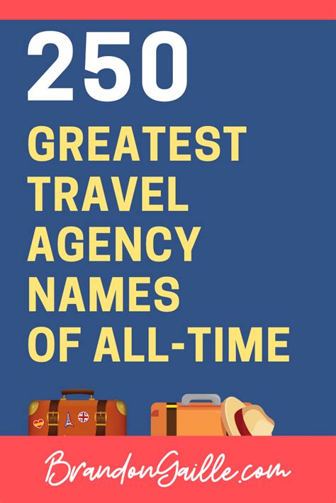 250 Creative Travel Agency Names And Catchy Taglines Brandongaille Com