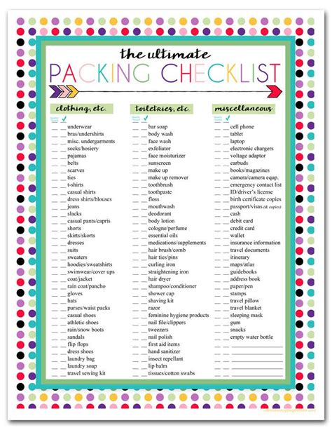 3 Free Printable Packing List Downloads Travel Packing Checklist