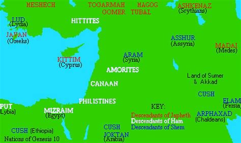 31 Map Of The Land That Noahs 3 Sons Settled In Genesis 10 1 5 32