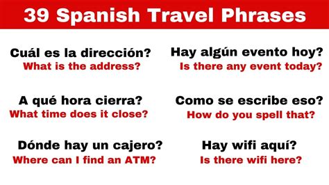 36 Spanish Travel Phrases Spanish Travel Vocabulary Youtube