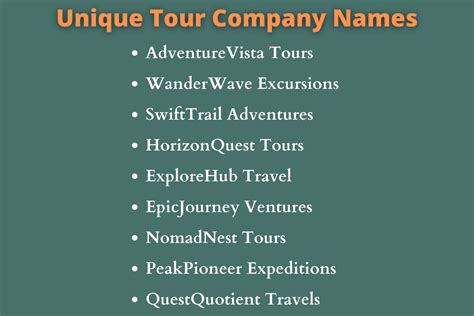 380 Catchy Tour Company Names Ideas