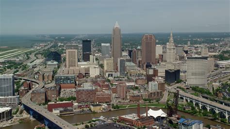 4 8K Stock Footage Aerial Video Approaching Skyscrapers In Downtown