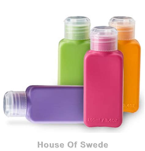 4 Ikea 100Ml Plastic Travel Bottles Shampoo Soap Liquid Plane Container Upptacka Ebay