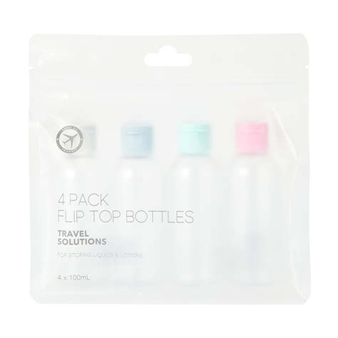 4 Pack Travel Solutions Flip Top Bottles Kmart