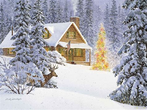 40 Log Cabin Christmas Scene Wallpapers Wallpapersafari