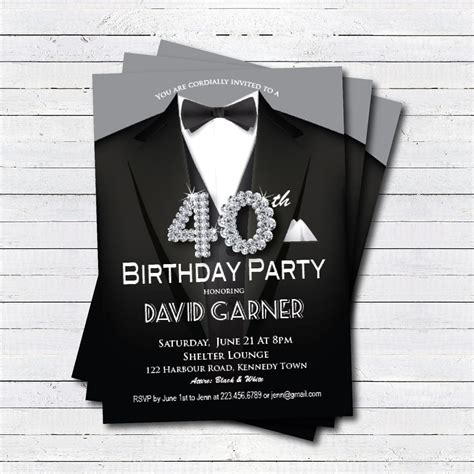 40Th Birthday Invitation Male Birthday Invitation Men S Birthday