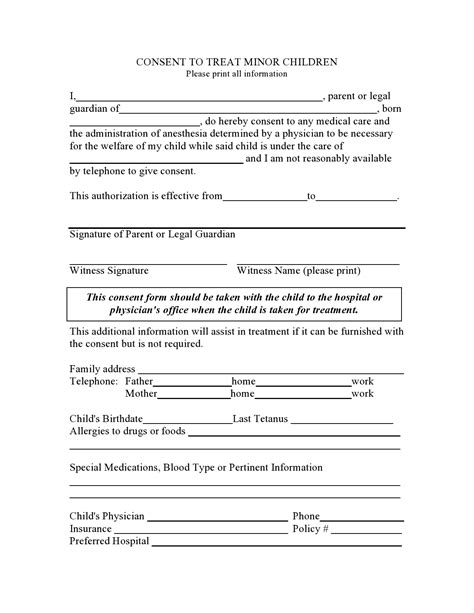 43 Printable Medical Consent Forms For Minor Free