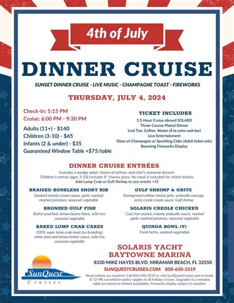 4Th Of July Destin Dinner Cruise 30A