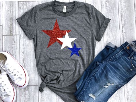 4Th Of July Womens Shirt Star Glitter Shirt Glitter 4Th Of July Shirt