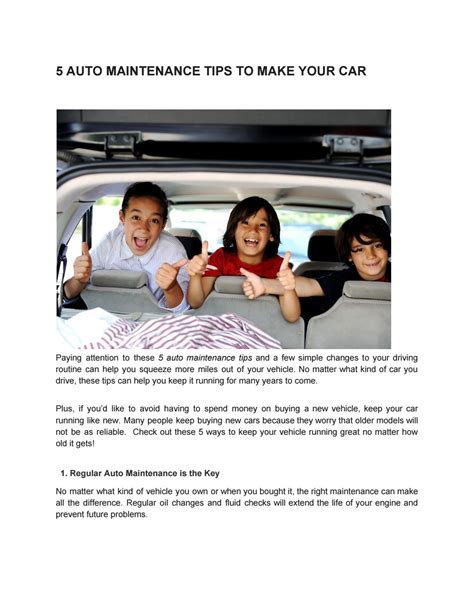 5 Auto Maintenance Tips To Make Your Car By Waynesautomotive91 Issuu