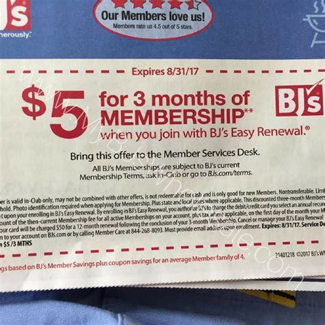 5 Bj S Membership Coupon For 3 Months Mybjswholesale