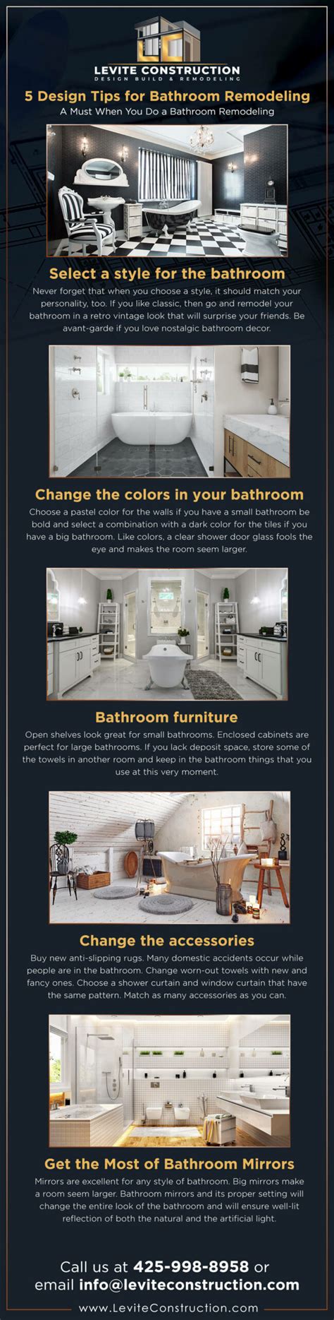 5 Design Tips For Bathroom Remodeling Levite Construction Co