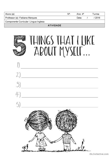 5 Things I Like About Myself English Esl Worksheets Pdf Amp Doc