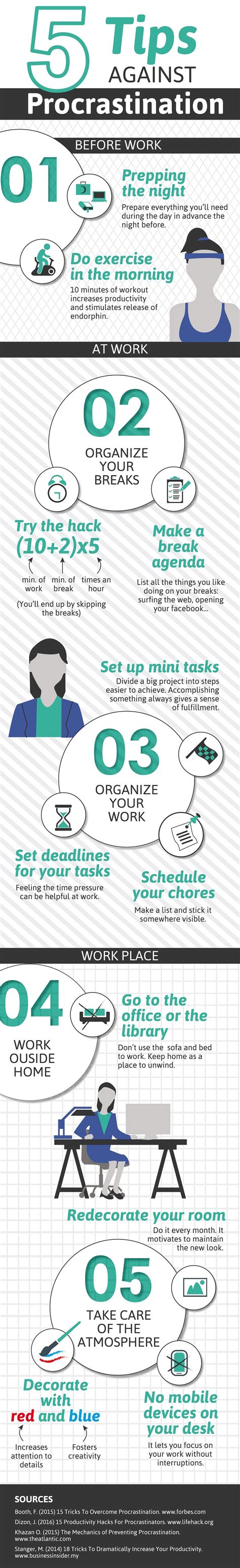 5 Tips Against Procrastination Infographic Visualistan