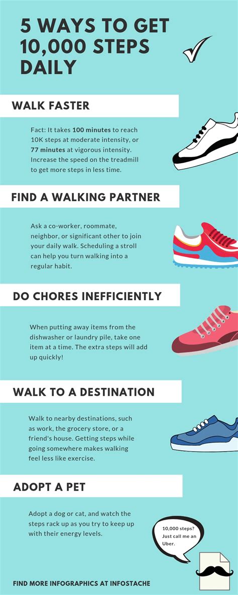 5 Ways To Get 10 000 Steps Daily Infographic Infostache