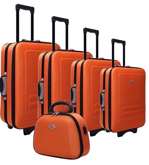 5Pc Suitcase Trolley Travel Bag Luggage Set Orange In 2021 Luggage Bags Travel Luggage Sets