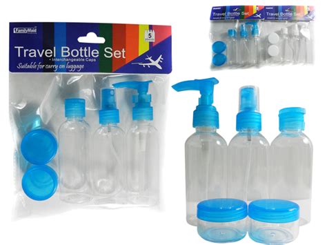 5Pc Travel Bottle Set Includes 3 Bottles 2 Jars 21057