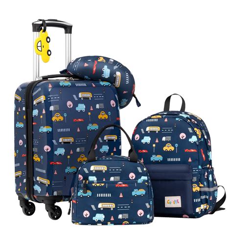 5Pcs Cute Luggage Set 5 Piece Suitcase Set 16Inch Hardside Luggage With