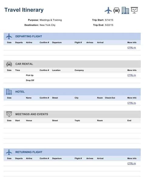 6 Travel Itinerary Templates Word Excel Templates Riset