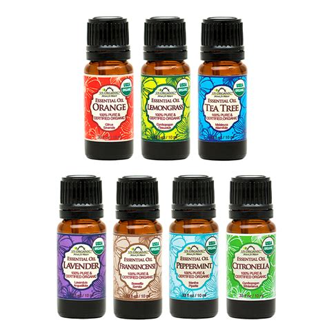 7 Essential Oil Collection Usda Certified Organic Therapeutic Grade