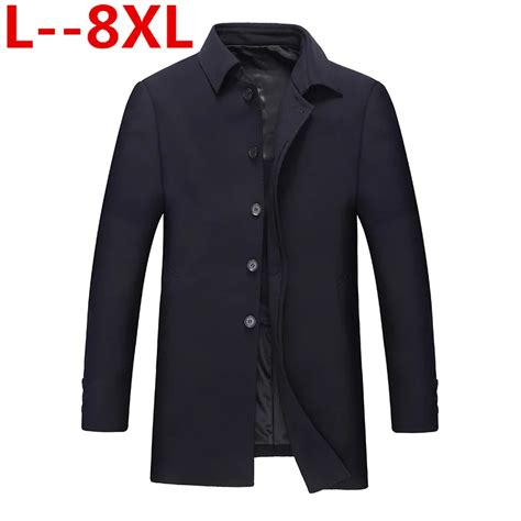 8Xl 6Xl 5Xl 4Xl Trench Coat Men Classic Single Breasted Mens Long Coat Mens Clothing Long