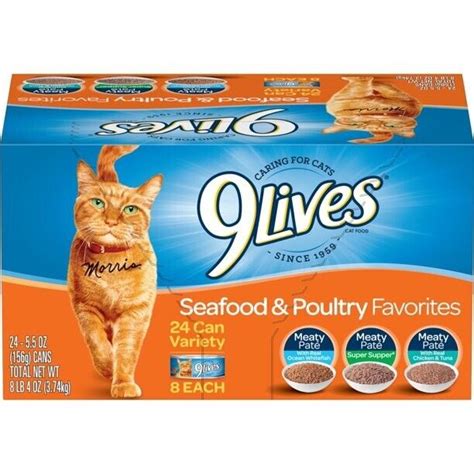 9 Lives Seafood Poultry Favorites Variety Pack Canned Cat Food 5 5Oz