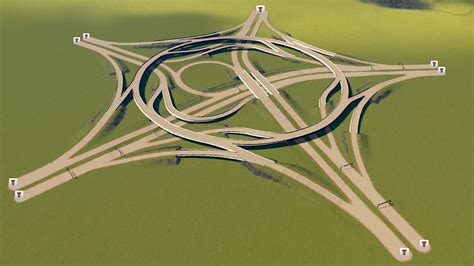 A Five Way System Interchange Modeled After A Rare Real World Example