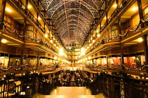 A Photo Of The Cleveland Skyline And The Arcade In Cleveland With Text