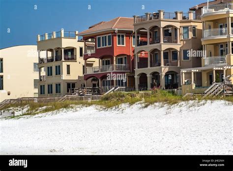 A Row Of Houses Along The Beach In Destin Florida Stock Photo Alamy