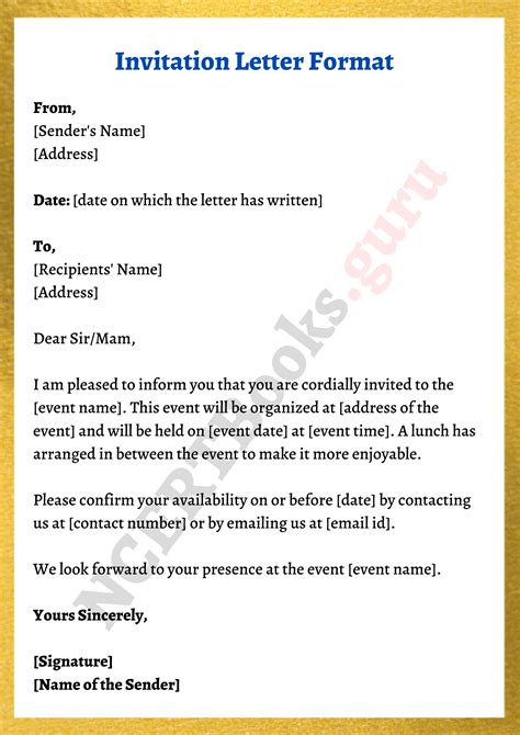 A Sample Of An Invitation Letter