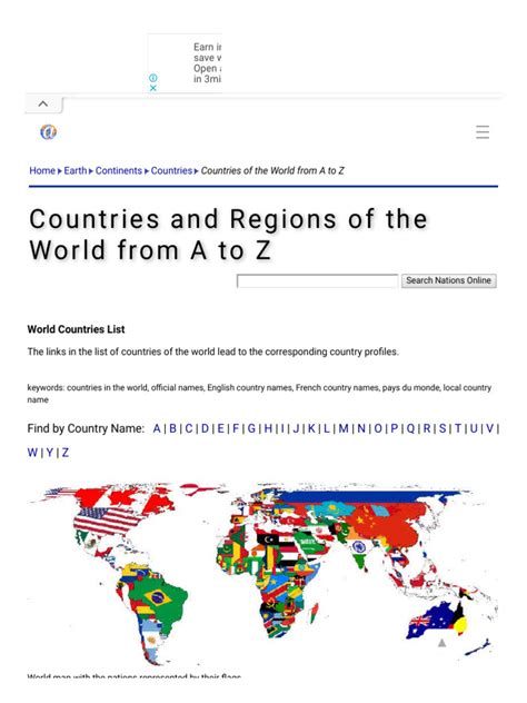 A Z List Of Countries And Regions In The World Nations Online Project