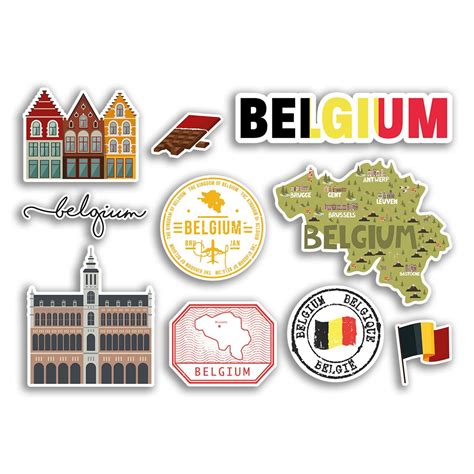 A5 Sticker Sheet Belgium Landmarks Vinyl Stickers Belgian Country Map