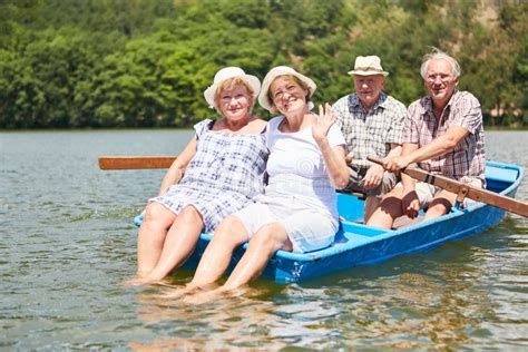 Active Senior Group Goes On A Boat Tour Stock Photo Image Of Seniors