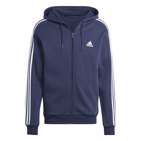 Adidas Essentials Fleece 3 Stripes Full Zip Hoodie Mens Sportsdirect Com Usa