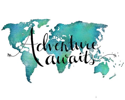 Adventure Awaits Travel Quote On World Map By Michelle Eshleman